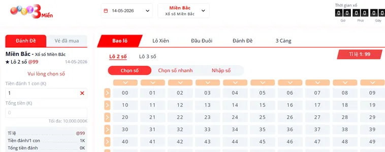 Trải Nghiệm Đỉnh Cao Lô Đề 3 Miền Tại Bin88 Với Tỷ Lệ Ăn Cược Khủng